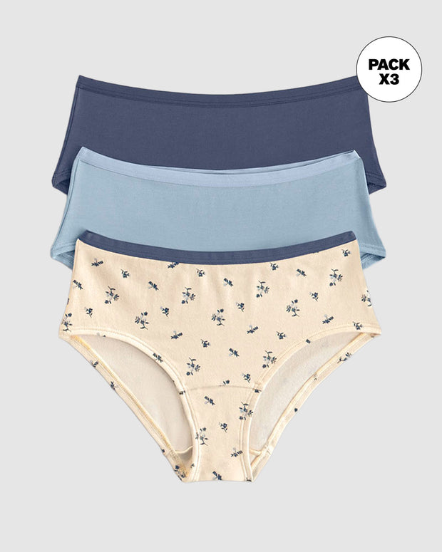 Paquete x 3 panties clásicos de máxima comodidad y frescura