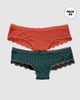 Paquete x 2 Panties Cacheteros en Encaje y Tul#color_s45-verde-oscuro-terracota