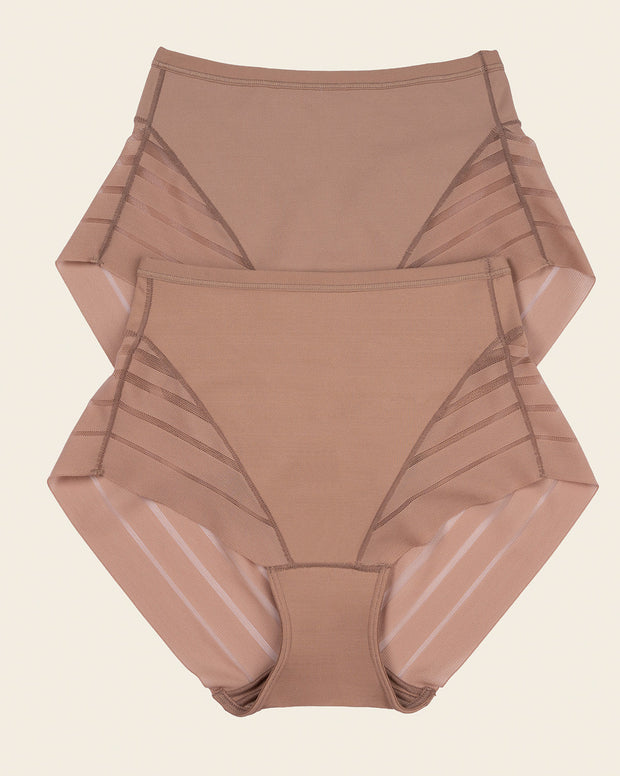 Paquete x 2 Panty faja clásico con control moderado de abdomen y bandas en tul