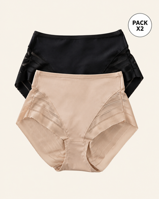 Panty faja clásico paquete x 2 control moderado de abdomen#color_s01-negro-cafe-claro