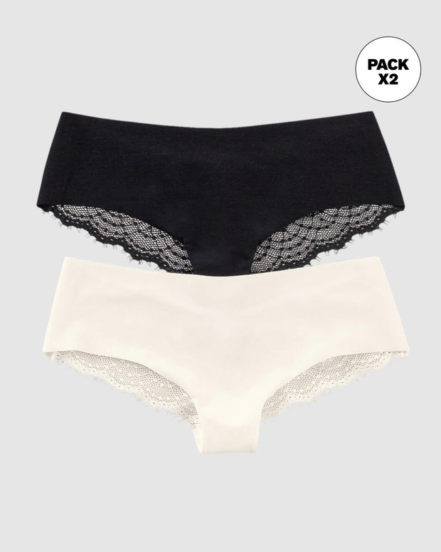 Paquete x 2 panties cacheteros descaderados con encaje