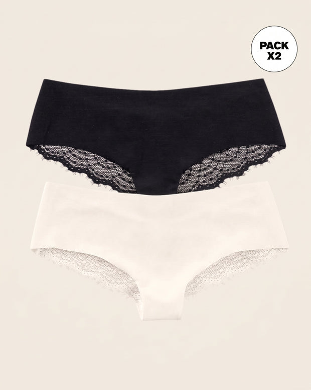 Paquete x 2 panties cacheteros descaderados con encaje