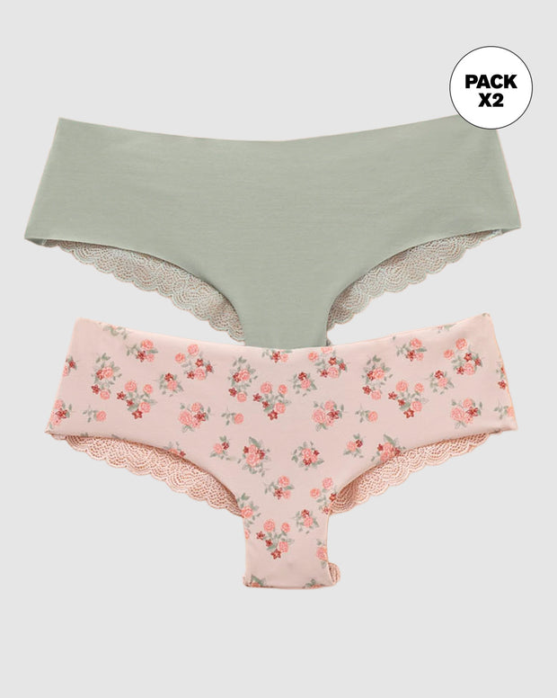 Paquete x 2 panties cacheteros descaderados con encaje
