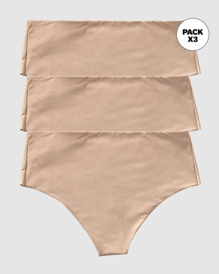Paquete x 3 Panty faja brasileras de control fuerte tiro alto#color_802-cafe-claro
