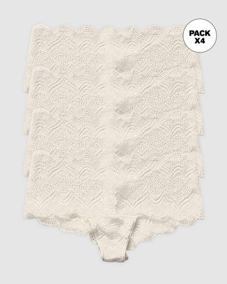 Paquete x 4 panties estilo cachetero en encaje con transparencias y bordes redondeados#color_253-marfil