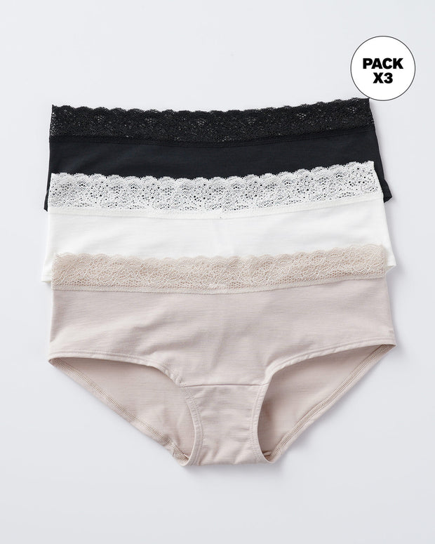Paquete x3 panties estilo hipster total comodidad