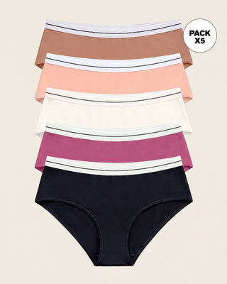 Paquete x 5 panties estilo hípster#color_s11-marfil-negro-rojo-violeta-durazno-cafe