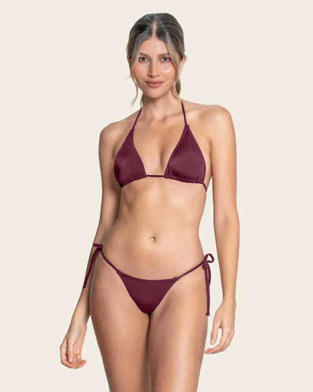 Vestido de baño bronceado perfecto bikini con top y panty anudables