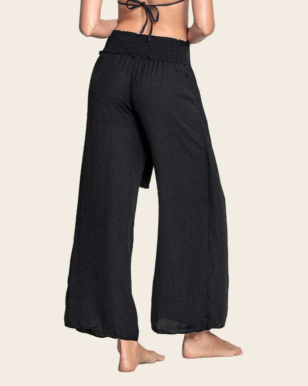 Pantalón playero tipo lino anudable en el frente