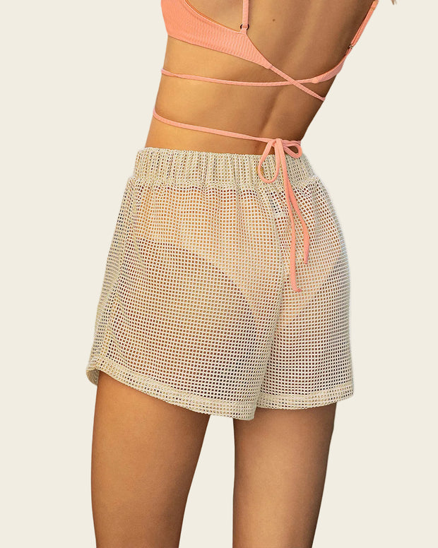 Short en malla con elástico en cintura
