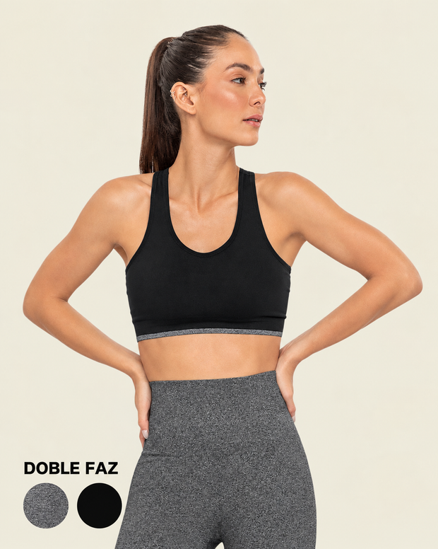 Top sin costuras doble faz con soporte medio de busto