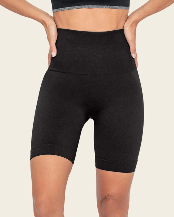 Short ciclista sin costuras control fuerte en abdomen medio y moderado en muslos#color_700-negro