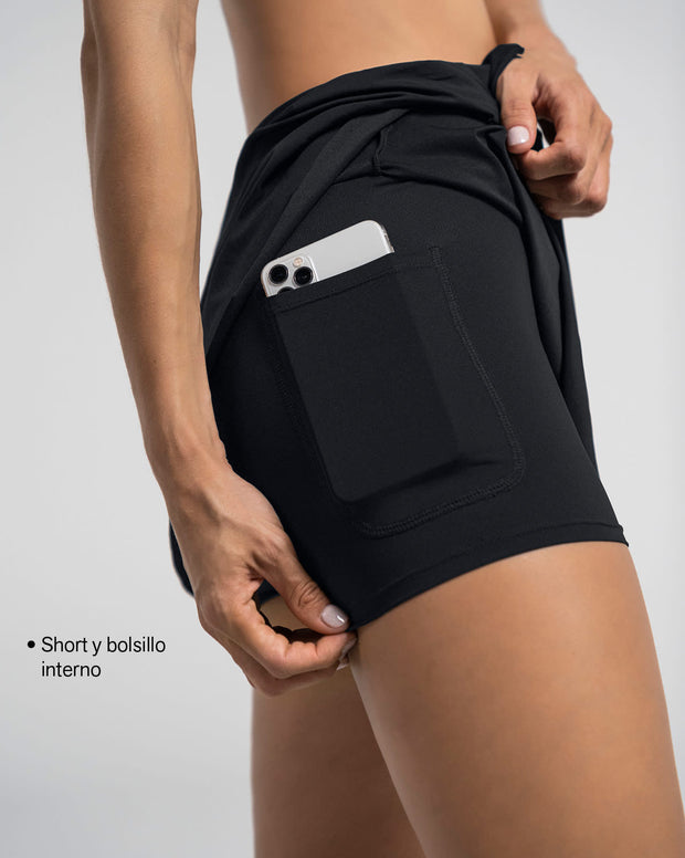Falda deportiva con short interno con bolsillo
