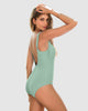 Vestido de baño de control suave con tela con textura acanalada#color_662-verde-medio