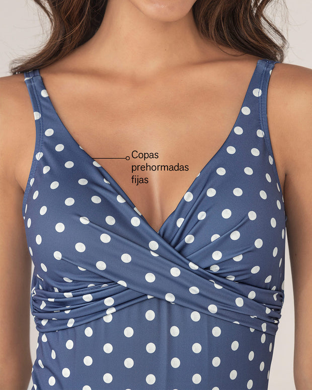 Vestido de baño con drapeado en el escote
