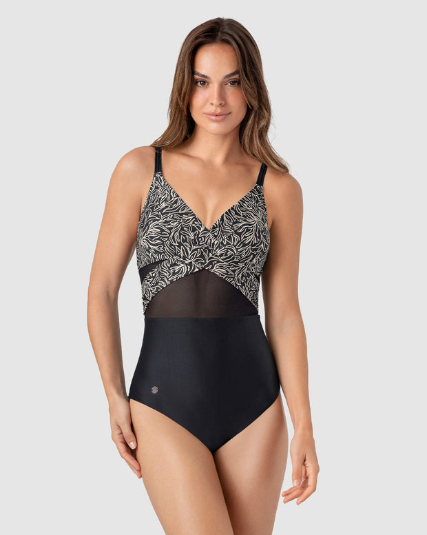Vestido de baño tecnología BIO-PET con tul en abdomen
