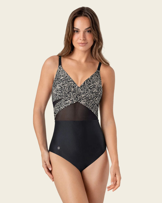 Vestido de baño tecnología BIO-PET con tul en abdomen