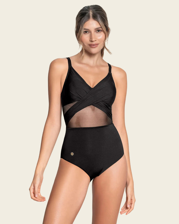 Vestido de baño entero control suave de abdomen elaborado con nylon reciclado