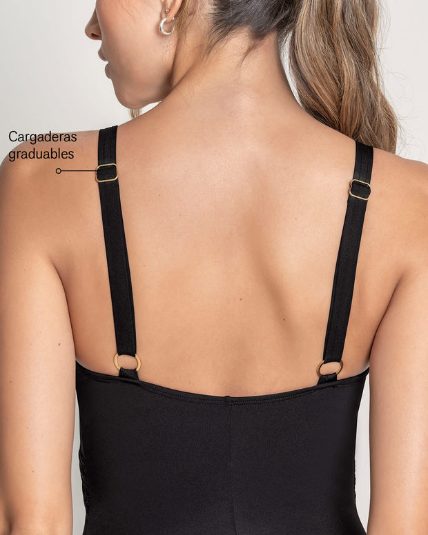 Vestido de baño entero control suave de abdomen elaborado con nylon reciclado