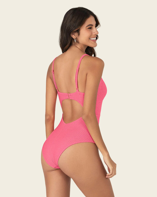 Vestido de baño entero de control suave con detalle de escote cruzado