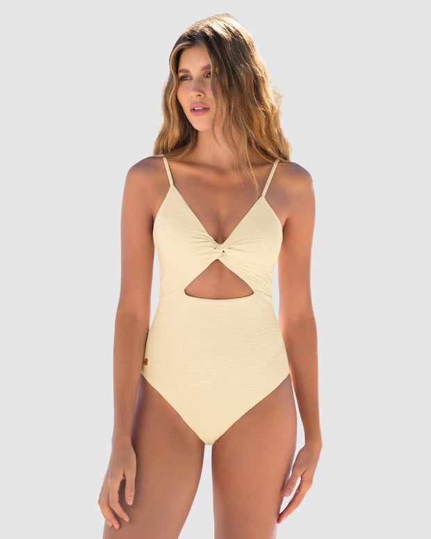 Vestido de baño entero de control suave con detalle de escote cruzado