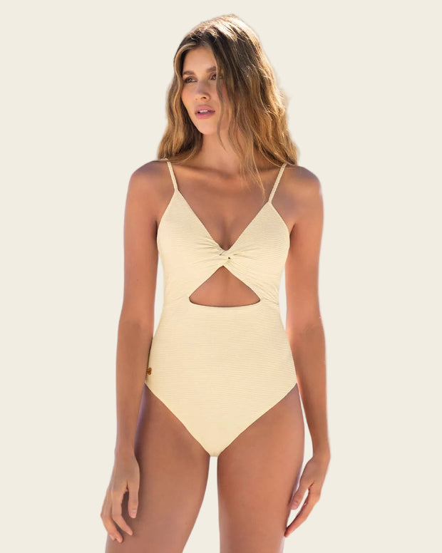 Vestido de baño entero de control suave con detalle de escote cruzado