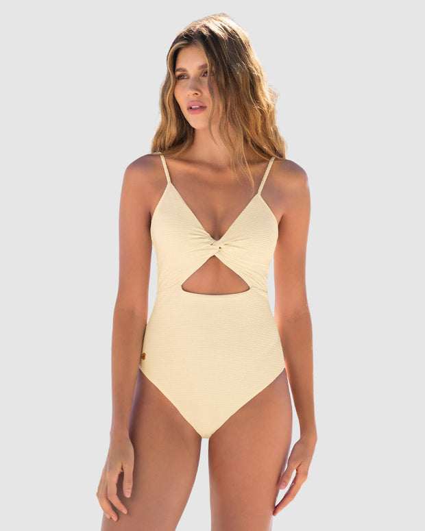 Vestido de baño entero de control suave con detalle de escote cruzado