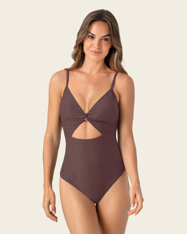 Vestido de baño entero de control suave con detalle de escote cruzado