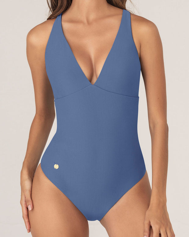 Vestido de baño entero escote profundo