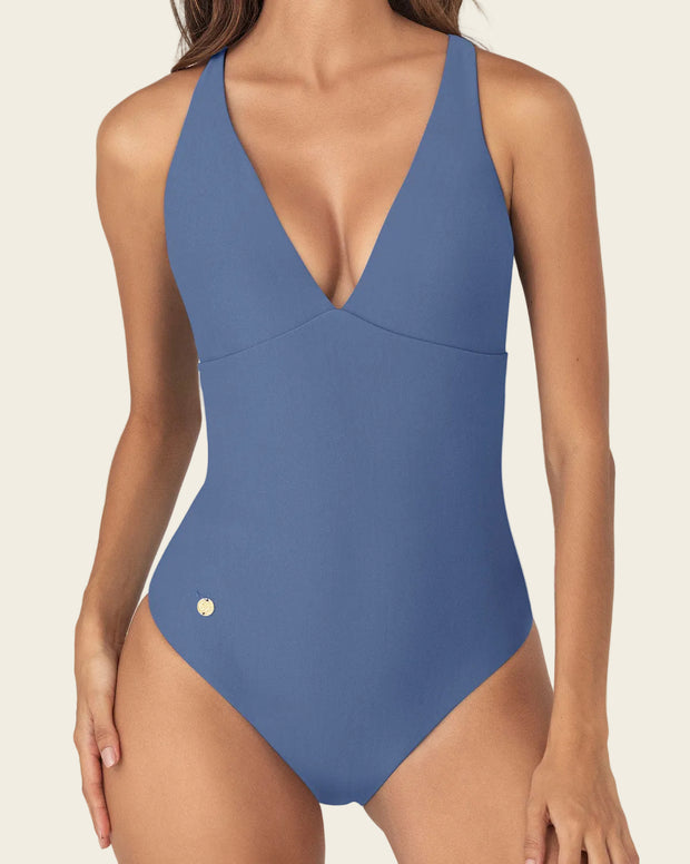 Vestido de baño entero escote profundo