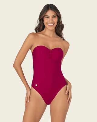 Vestido de baño entero con espalda ajustable#color_333-rojo