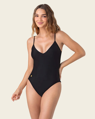 Vestido de baño entero con tiras anudables en espalda#color_700-negro