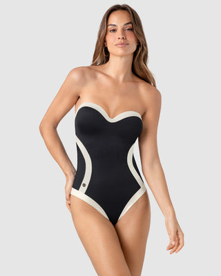 Vestido de baño de control con cortes efecto reloj de arena#color_700-negro