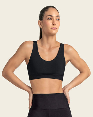 Top deportivo espalda atlética con detalles en tul#color_700-negro