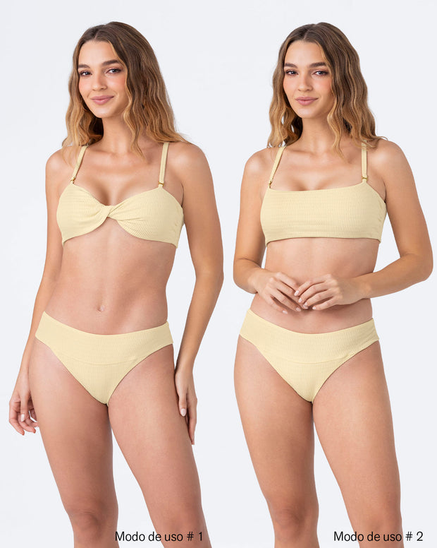 Bikini con top multiusos, escote recto o cruzado