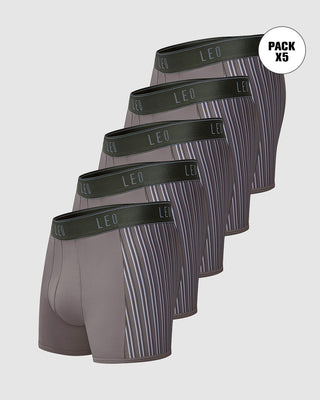 Paquete x 5 bóxers cortos con tecnología de ajuste perfecto en microfibra#color_796-verde-gris