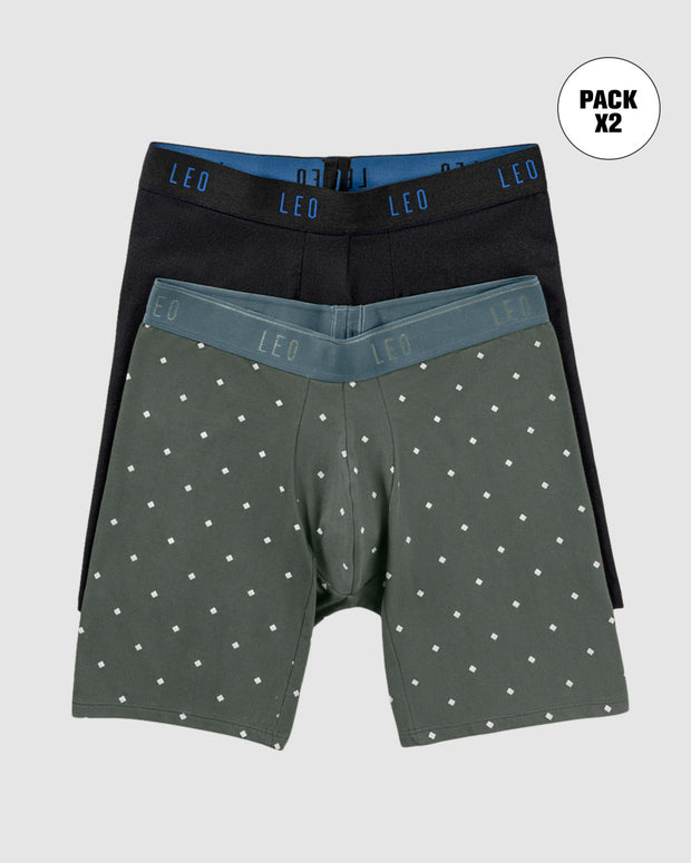 Paquete x2 bóxers largos ajustado con algodón