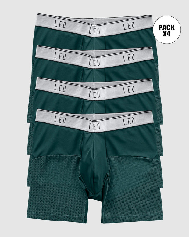 Paquete x4 bóxers medio de secado rápido con mallas transpirables en microfibra