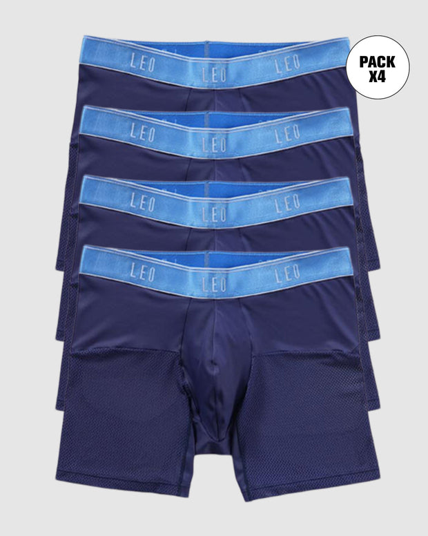 Paquete x4 bóxers medio de secado rápido con mallas transpirables en microfibra