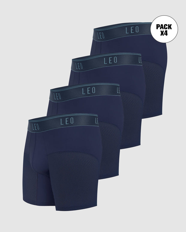 Paquete x4 bóxers medio de secado rápido con mallas transpirables en microfibra