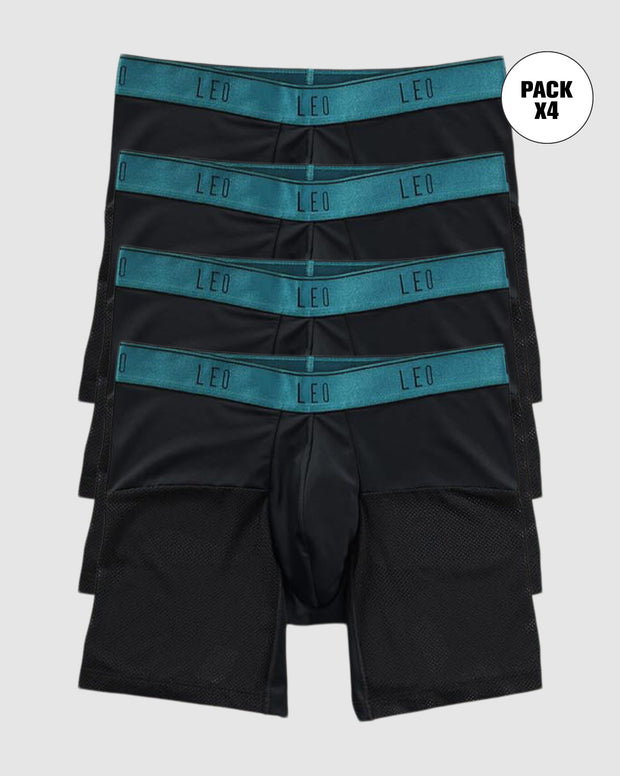 Paquete x4 bóxers medio de secado rápido con mallas transpirables en microfibra