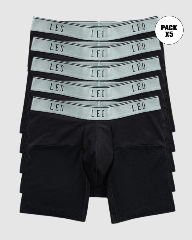 Paquete x5 bóxers medio de secado rápido con mallas transpirables en microfibra