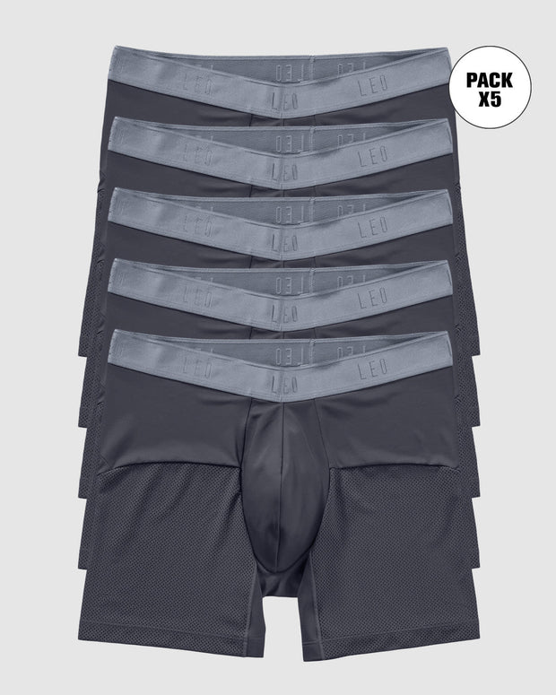 Paquete x5 bóxers medio de secado rápido con mallas transpirables en microfibra