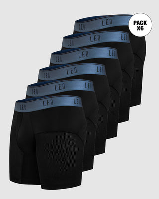 Paquete x 6 bóxers, secado rápido y mallas transpirables#color_496-negro-elastico-azul