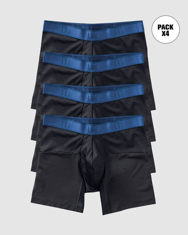 Paquete x4 bóxers medio de secado rápido con mallas transpirables en microfibra