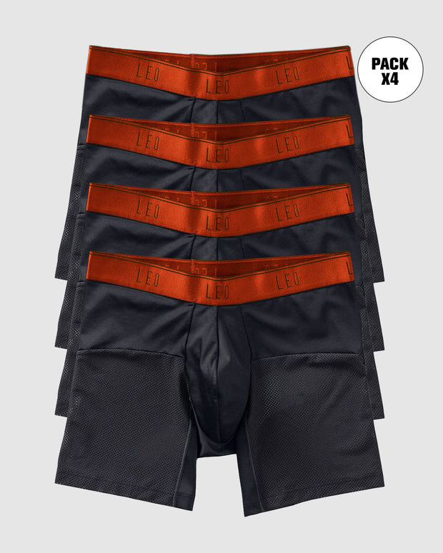 Paquete x4 bóxers medio de secado rápido con mallas transpirables en microfibra