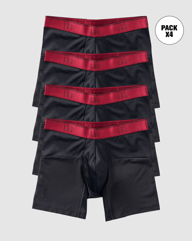 Paquete x4 bóxers medio de secado rápido con mallas transpirables en microfibra