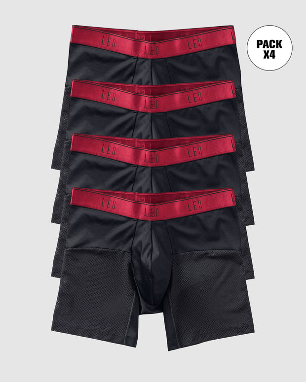 Paquete x4 bóxers medio de secado rápido con mallas transpirables en microfibra