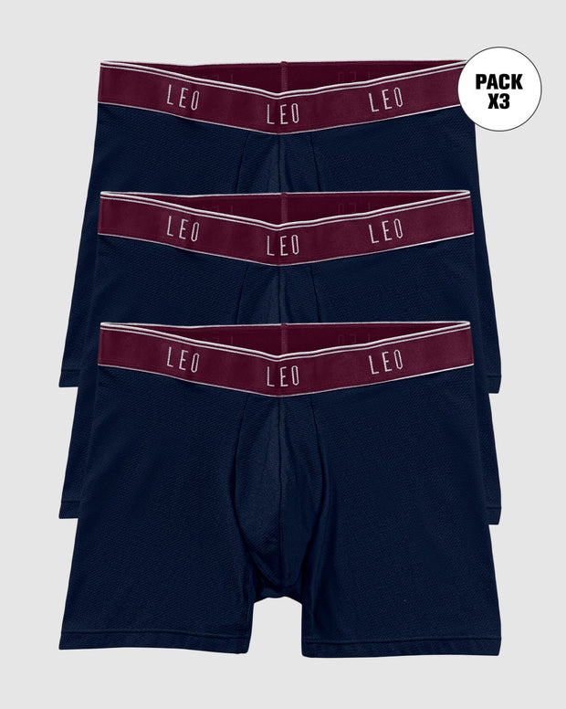 Paquete x3 bóxers medio diseño ergonómico ultrafresco y cómodo en microfibra