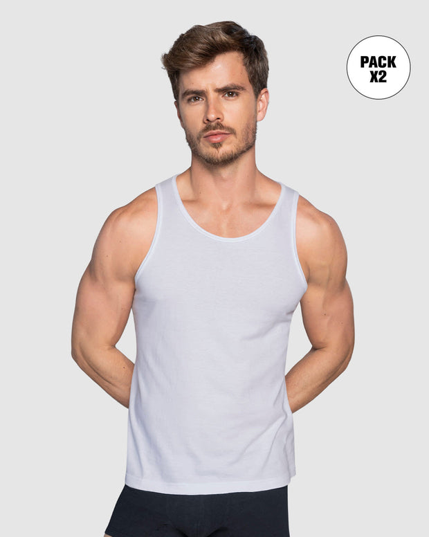 Paquete x2 camisillas en algodón silueta semiajustada para hombre